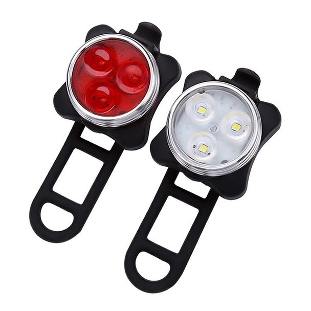 COB Lamp Bead 160LM USB Charging Four-speed Waterproof Bicycle Headlight / Taillight Set,  Red + White Light 650MA