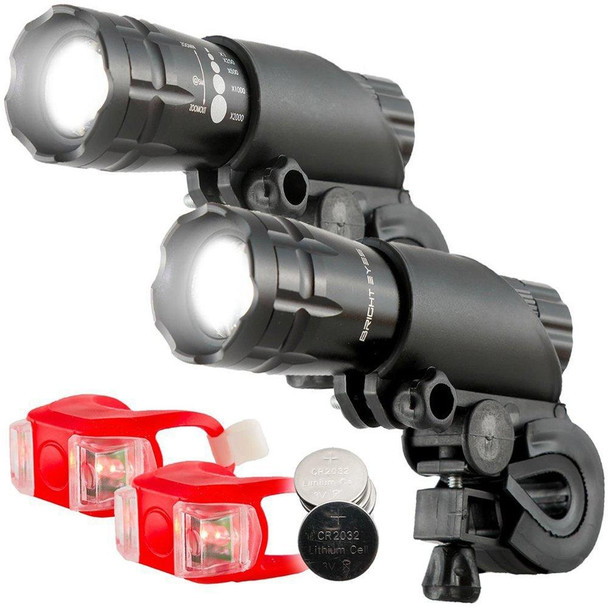 5W Mountain Bike Headlight Charging Zoom Glare Waterproof Flashlight Set (Set Two)