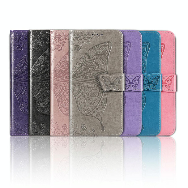 For Galaxy S20 FE / S20 Lite Butterfly Love Flower Embossed Horizontal Flip Leatherette Case with Bracket / Card Slot / Wallet / Lanyard(Pink)