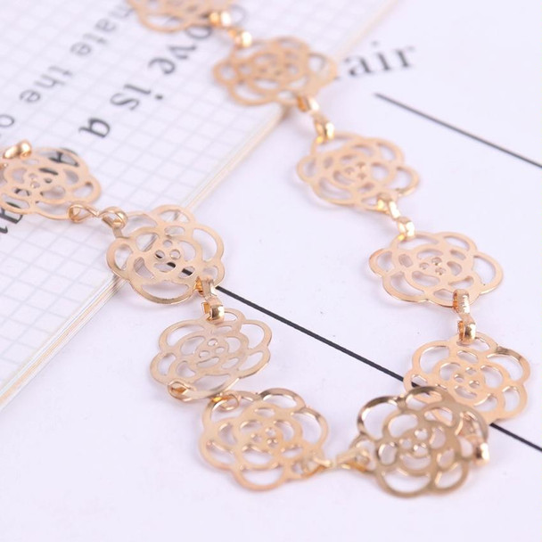 2 PCS Fashion Lovely Metallic Women Hollow Rose Flower Elastic Headband Headwear Accessories(Gold)