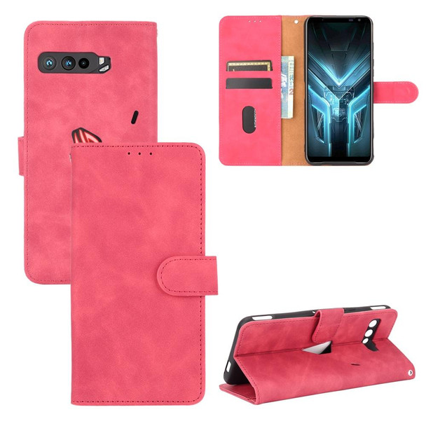 ASUS ROG Phone 3 ZS661KS Solid Color Skin Feel Magnetic Buckle Horizontal Flip Calf Texture PU Leatherette Case with Holder & Card Slots & Wallet(Rose Red)