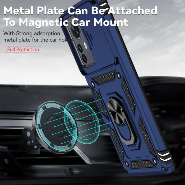 For Xiaomi 12 Pro Sliding Camshield Holder Phone Case(Blue)