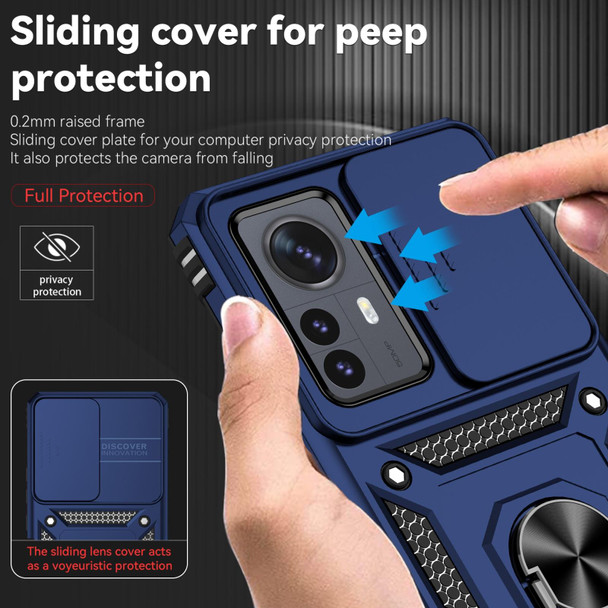 For Xiaomi 12 Pro Sliding Camshield Holder Phone Case(Blue)