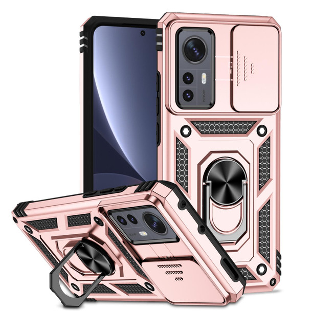 For Xiaomi 12 Sliding Camshield Holder Phone Case(Rose Gold)