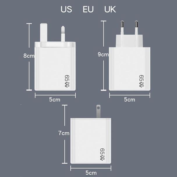 GaN PD48W Type-C PD3.0 + USB3.0 Fast Charger US Plug(Black)