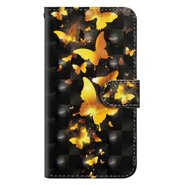 3D Painting Pattern Coloured Drawing Horizontal Flip TPU + PU Leatherette Case with Holder & Card Slots & Wallet for LG Q60 / K50(Golden Butterfly)