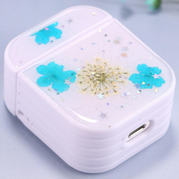 For AirPods 1 / 2 Beautiful Ladies Flowers Pattern Wireless Earphone Protective Case(Blue)