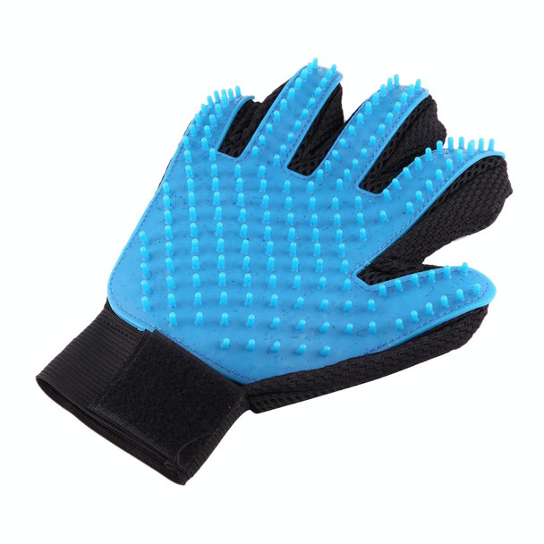 Right Hand Five Finger Deshedding Brush Glove Pet Gentle Efficient Massage Grooming(Sky Blue)