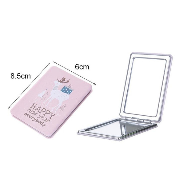 Portable Mini Princess Mirror Double-sided Glass Mirror Girl Folding Vanity Mirror(Square Owel)