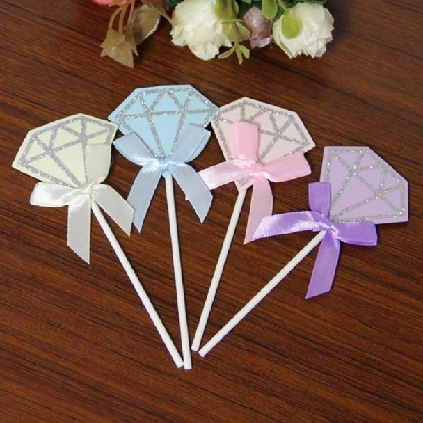 5 Packs Diamond Cake Birthday Inserted Card Wedding Party Dessert Table Decoration Supplies(Blue)