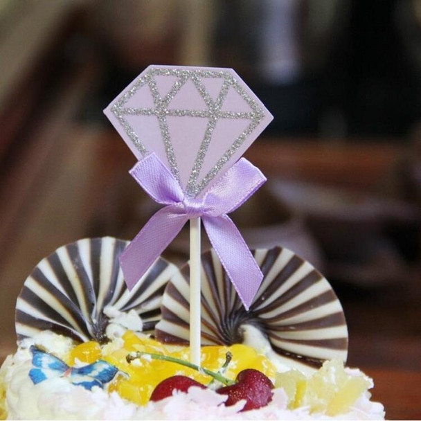 5 Packs Diamond Cake Birthday Inserted Card Wedding Party Dessert Table Decoration Supplies(Purple)