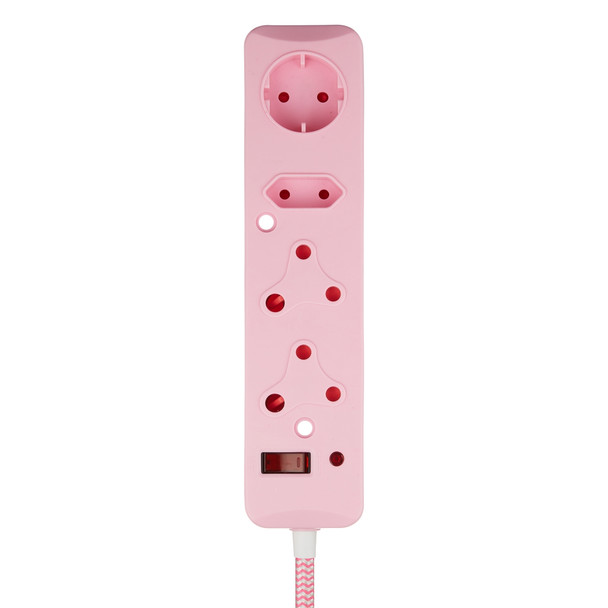SWITCHED 4 Way Surge Protected Multiplug 3M Pink