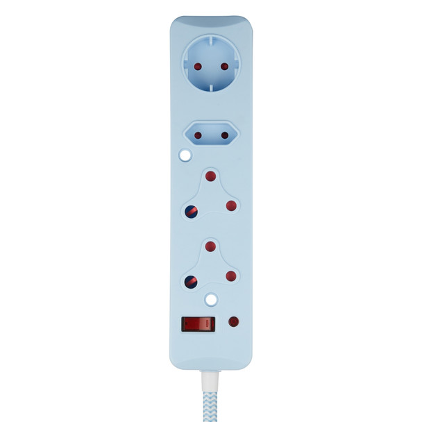 SWITCHED 4 Way Surge Protected Multiplug 0.5M Blue