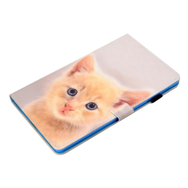 Colored Drawing Pattern Horizontal Flip PU Leatherette Case with Holder & Card Slots For Galaxy Tab A 10.1 (2019) / T510 / T515(Cute Cat)