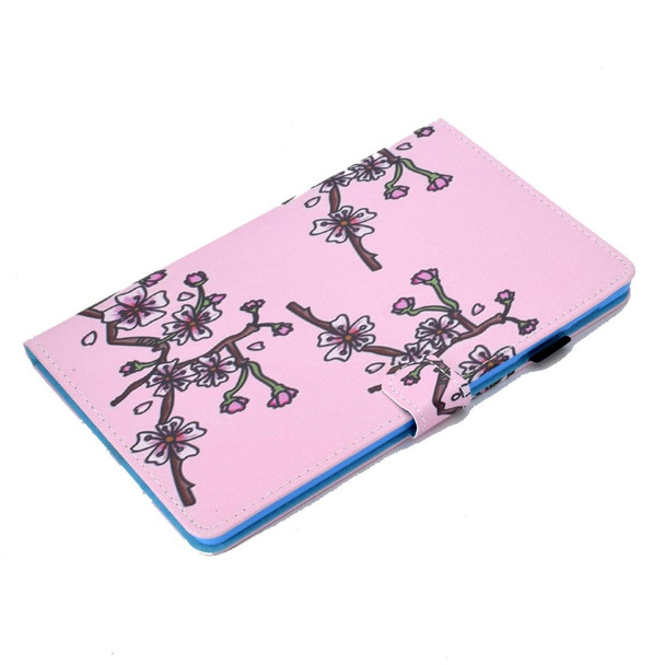 Colored Drawing Pattern Horizontal Flip PU Leatherette Case with Holder & Card Slots For Galaxy Tab A 10.1 (2019) / T510 / T515(Plum Blossom)