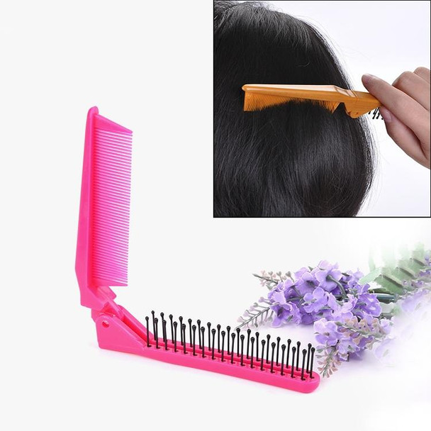 Portable Travel Folding Comb Anti-static Massage Comb(Rose Red)