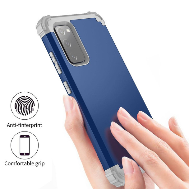 Samsung Galaxy S20 FE PC + Silicone Three-piece Shockproof Protection Case(Blue)