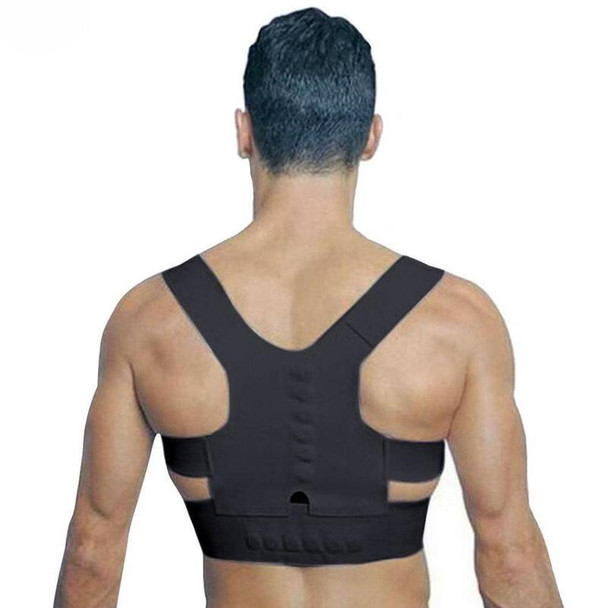 Magnetic Therapy Posture Corrector Brace Shoulder Back Support Belt for Men Women Adult Braces Supports Upper Correction Corset, Size:L(White)