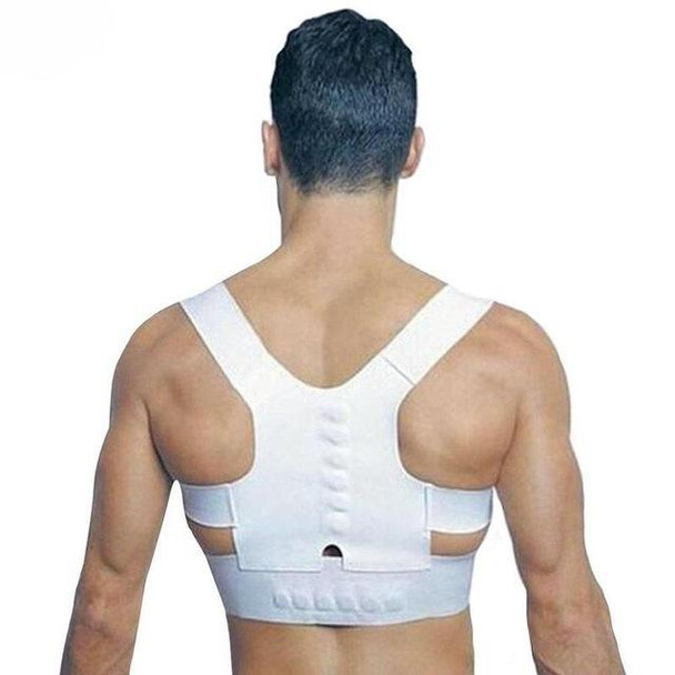 Magnetic Therapy Posture Corrector Brace Shoulder Back Support Belt for Men Women Adult Braces Supports Upper Correction Corset, Size:S(White)