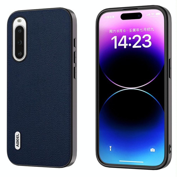 For Sony Xperia 10 IV ABEEL Genuine Leatherette Luolai Series Phone Case(Dark Blue)
