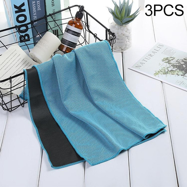 3 PCS Absorbent Polyester Quick-drying Breathable Cold-skinned Fitness Sports Portable Towel, Package:30x100 Clasp Cup(Lake Blue)