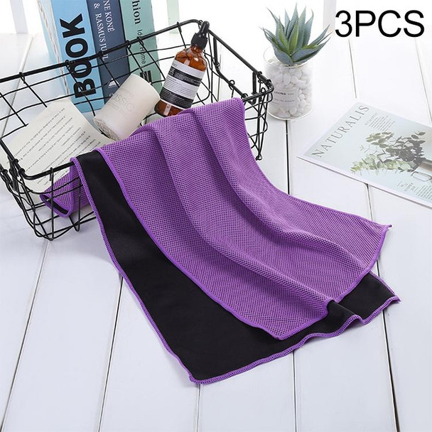 3 PCS Absorbent Polyester Quick-drying Breathable Cold-skinned Fitness Sports Portable Towel, Package:30x100 Clasp Cup(Purple)