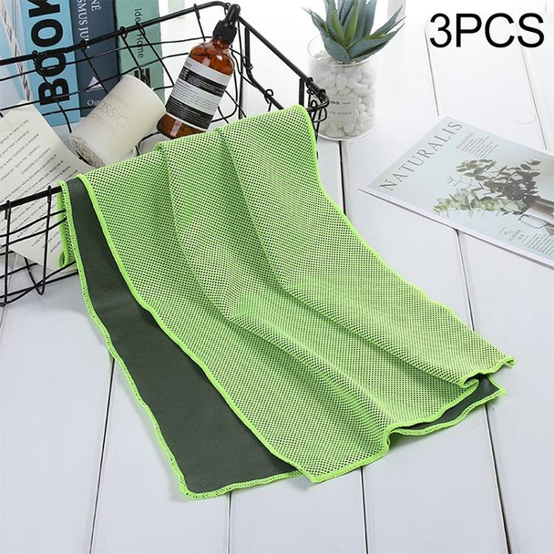 3 PCS Absorbent Polyester Quick-drying Breathable Cold-skinned Fitness Sports Portable Towel, Package:30x100 Clasp Cup(Green)