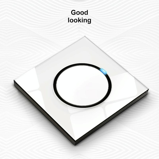 86mm Round LED Tempered Glass Switch Panel, White Round Glass, Style:TV Socket