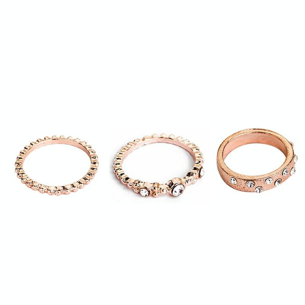 5 PCS/Set Fashion Women Rose Gold Rhinestone Elegant Rings Jewelry Set, Ring Size:10