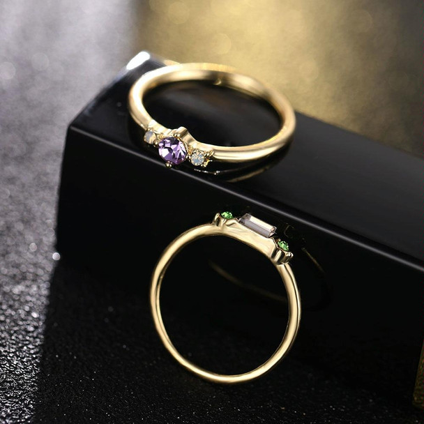 4 PCS Women Vintage Bohemian Crystal Zircon Ring Set, Ring Size:9