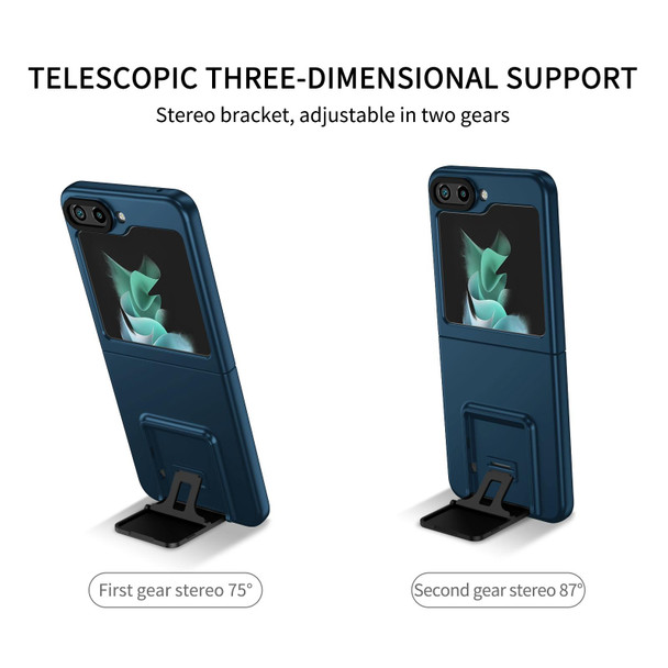 For Samsung Galaxy Z Flip5 5G Three-dimensional Folding Holder PC Phone Case(Blue)