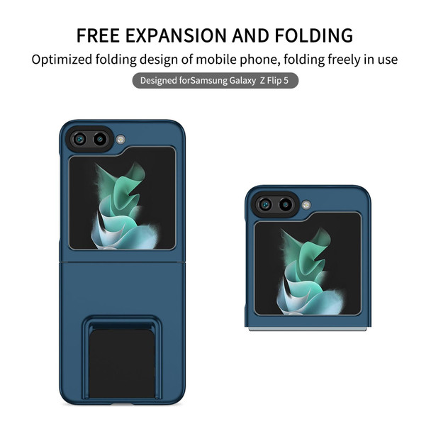 For Samsung Galaxy Z Flip5 5G Three-dimensional Folding Holder PC Phone Case(Blue)