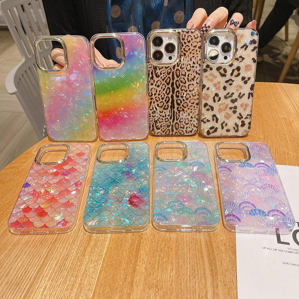 For iPhone 14 Pro Max Colorful Crystal Shell Pattern PC + TPU Phone Case(Deep Leopard)