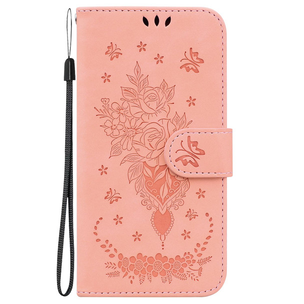 For Motorola Edge 40 Butterfly Rose Embossed Leatherette Phone Case(Pink)