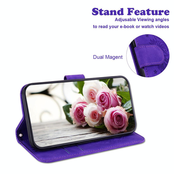 For Motorola Edge 40 Butterfly Rose Embossed Leatherette Phone Case(Purple)