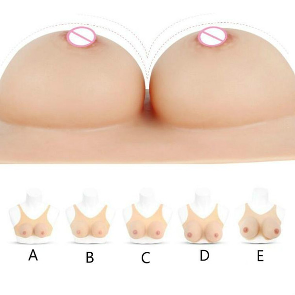 Skinless Silicone Breast Implants Bionic Breast Implants Fake Breast Underwear Chest Pads, Size:B Cup(Paste Skin Tone)