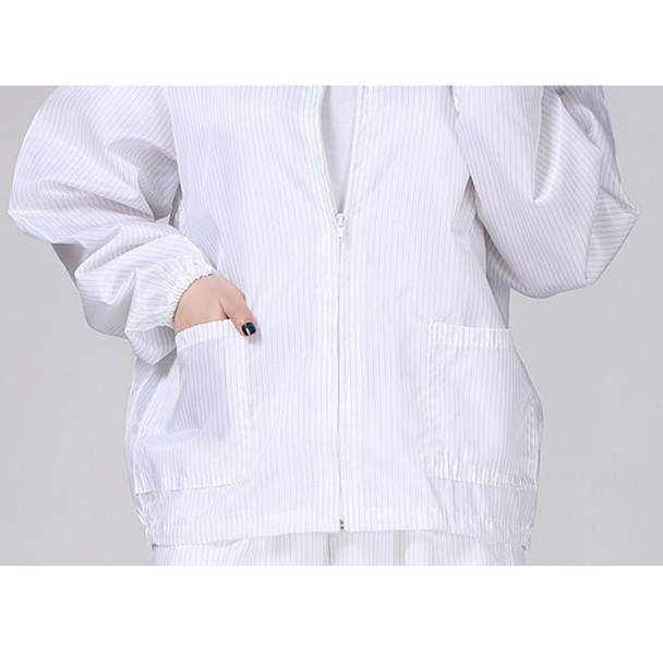 Antistatic Top Short Dust-free Jacket Lapel Overalls,Size:XXXL(White)