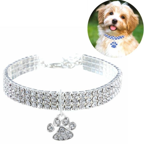 2 PCS Pet Collar Diamond Elastic Cat And Dog Necklace Jewelry, Size:S(White)