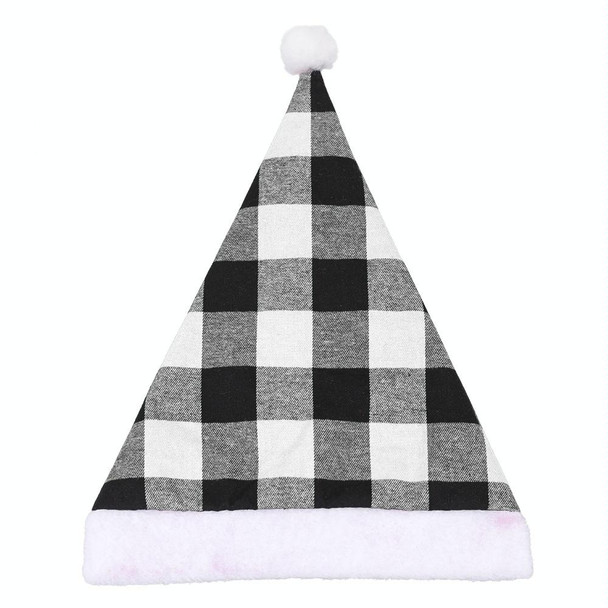 2 PCS Christmas Decorations Plaid Christmas Hat Christmas Decoration Adult Hat(Grey Plaid)