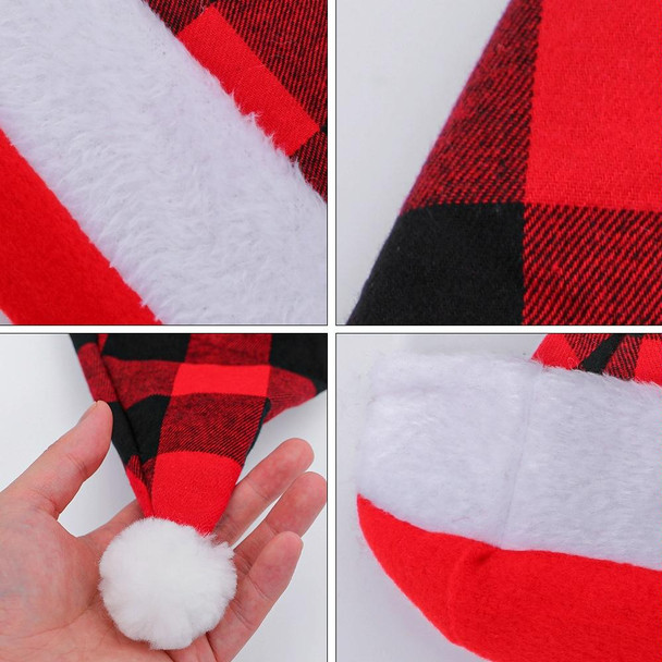 2 PCS Christmas Decorations Plaid Christmas Hat Christmas Decoration Adult Hat(Grey Plaid)