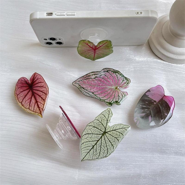 5pcs Alien Acali Simulation Leaf Airbag Support Desktop Can Retractable Back Paste Dripping Phone Bracket(Bright Pink 16)