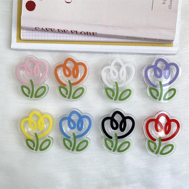 5pcs Transparent Colored Tulip Flower Airbag Support Desktop Can Retractable Back Paste Phone Bracket(White)