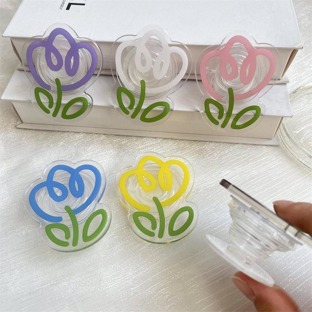 5pcs Transparent Colored Tulip Flower Airbag Support Desktop Can Retractable Back Paste Phone Bracket(White)