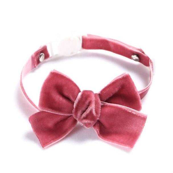 5 PCS Velvet Bowknot Adjustable Pet Collar Cat Dog Rabbit Bow Tie Accessories, Size:S 17-30cm, Style:Bowknot(Bean Paste)