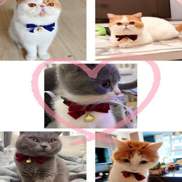 5 PCS Velvet Bowknot Adjustable Pet Collar Cat Dog Rabbit Bow Tie Accessories, Size:S 17-30cm, Style:Bowknot(Gray)