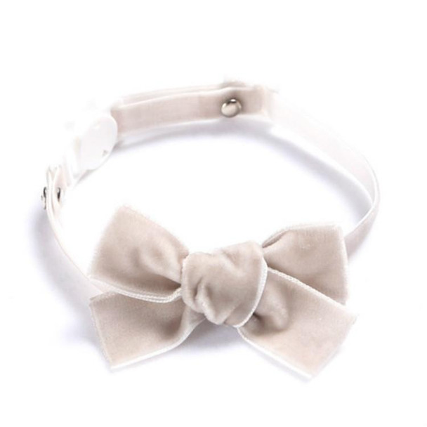 5 PCS Velvet Bowknot Adjustable Pet Collar Cat Dog Rabbit Bow Tie Accessories, Size:S 17-30cm, Style:Bowknot(Gray)