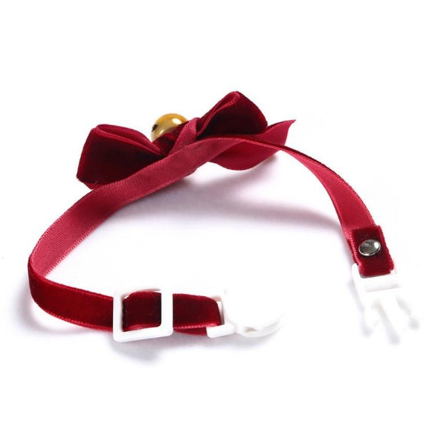 5 PCS Velvet Bowknot Adjustable Pet Collar Cat Dog Rabbit Bow Tie Accessories, Size:S 17-30cm, Style:Bowknot(Pink)