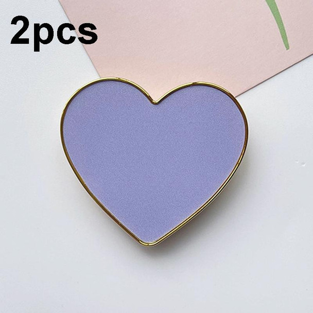 2pcs Electroplated Gold Trimmed Heart Shaped Retractable Cell Phone Buckle Air Bag Holder(Purple)