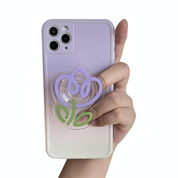 5pcs Transparent Colored Tulip Flower Airbag Support Desktop Can Retractable Back Paste Phone Bracket(Purple)