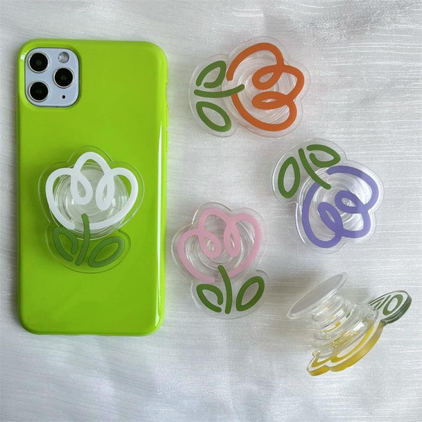 5pcs Transparent Colored Tulip Flower Airbag Support Desktop Can Retractable Back Paste Phone Bracket(Purple)